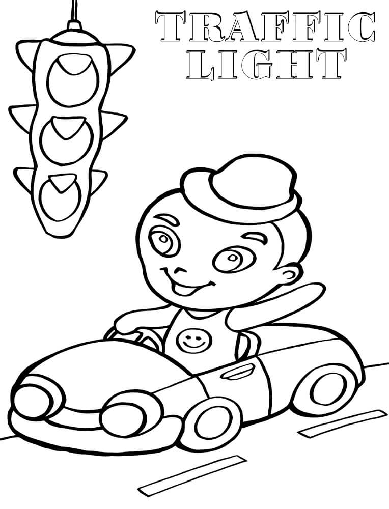 Dibujo Semaforo Sonriente Para Imprimir Y Colorear